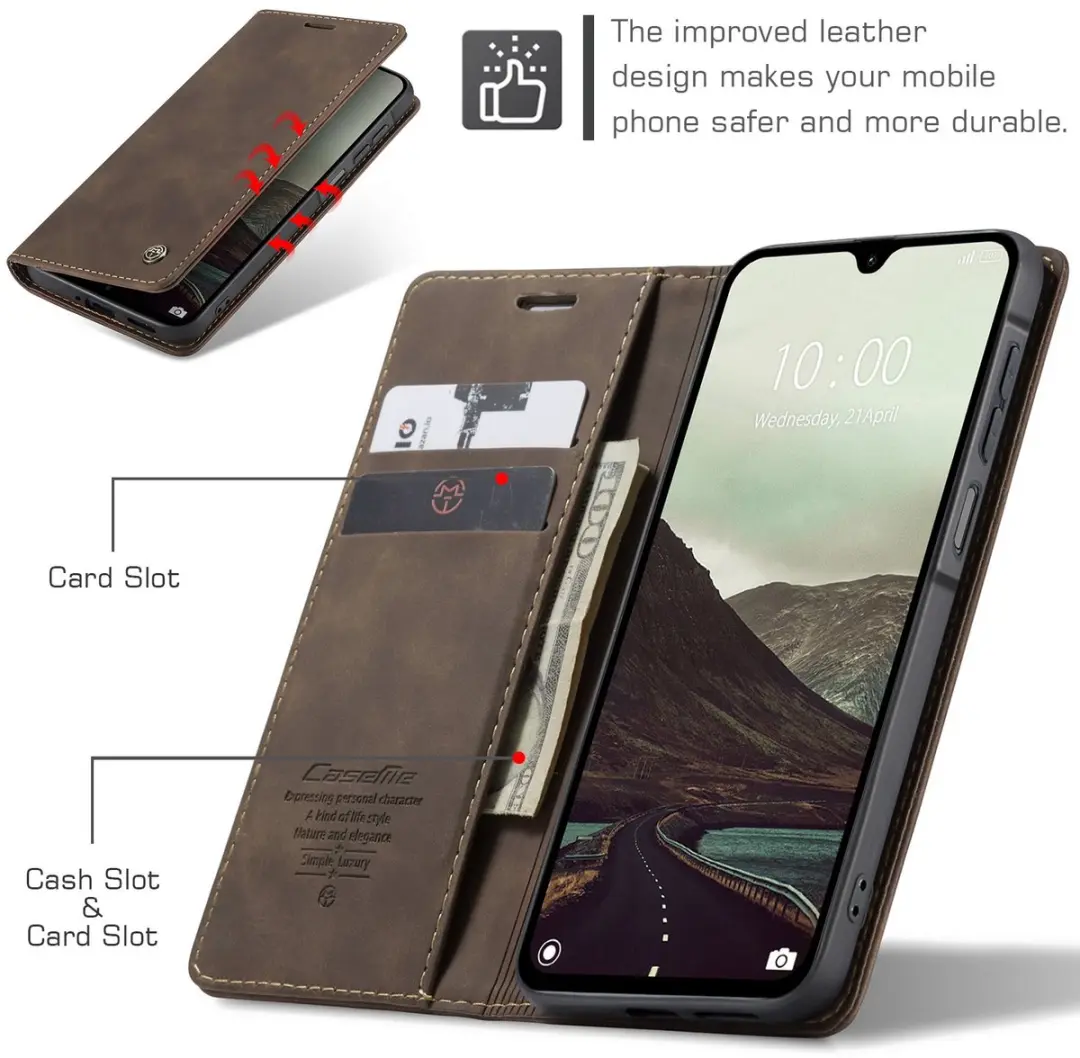 Caseme 013 Book Case Hoesje Samsung Galaxy A27 - Donkerbruin - afbeelding 6 van 6