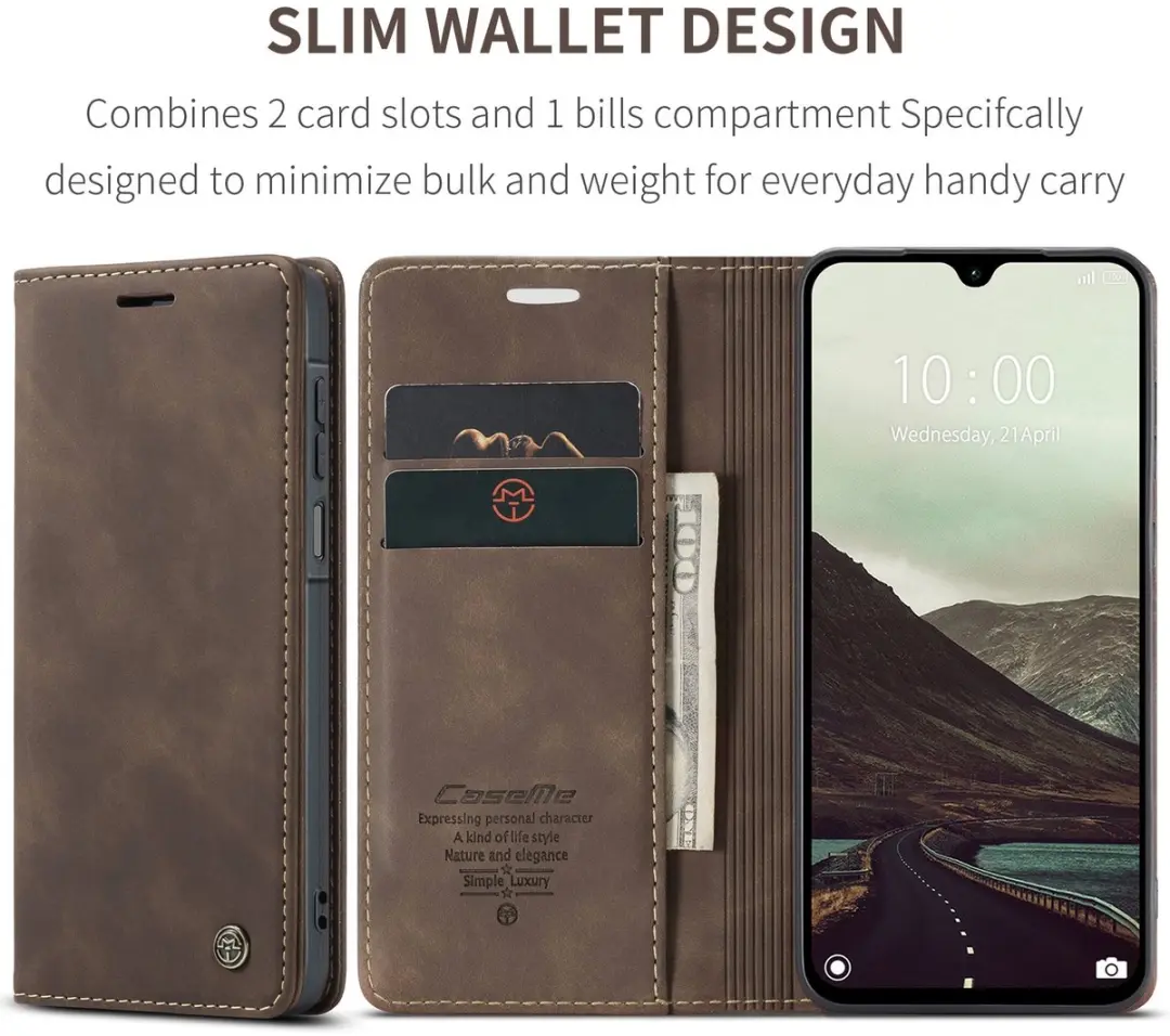 Caseme 013 Book Case Hoesje Samsung Galaxy A27 - Donkerbruin