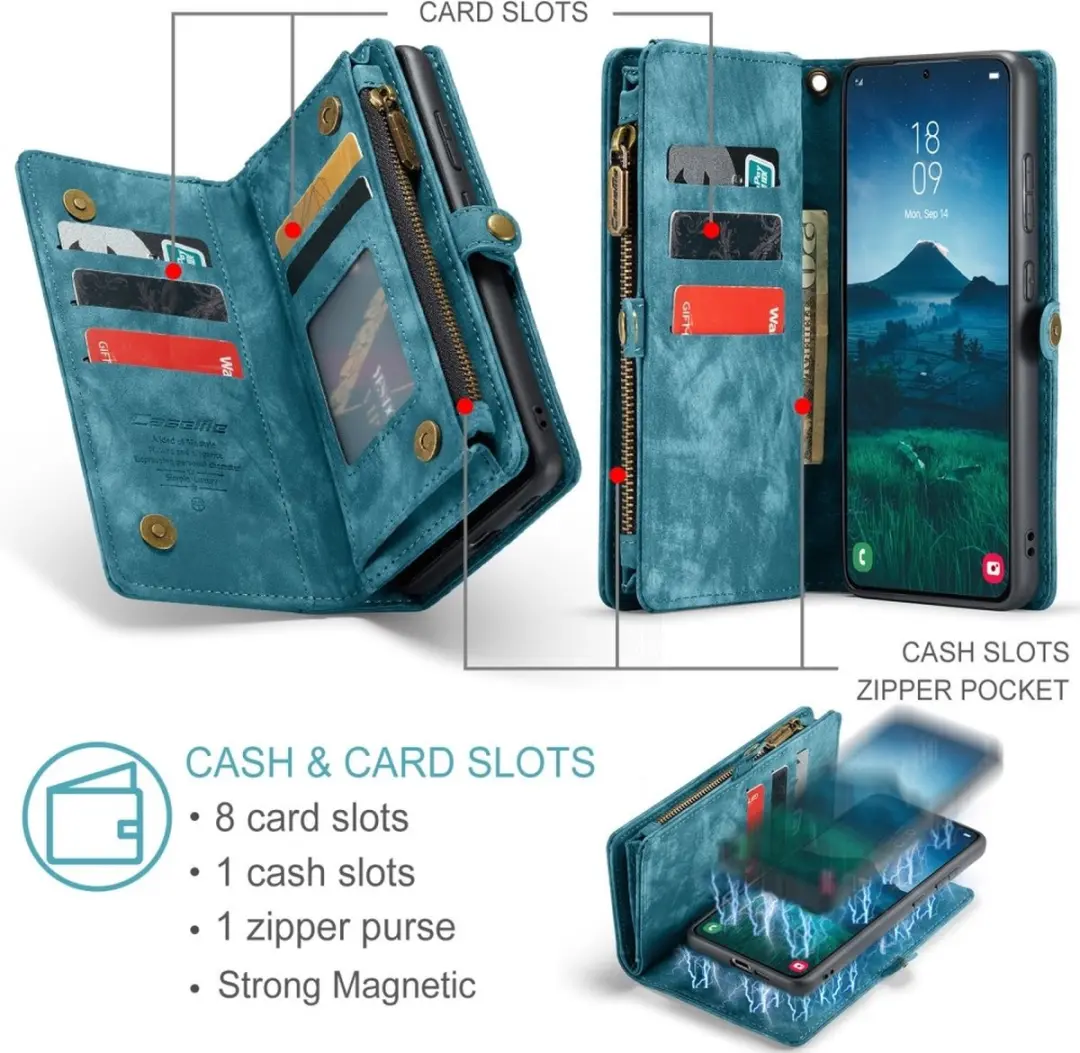 Caseme 008 Hoesje Samsung Galaxy S25 Plus - Blauw - 8 Pasjes