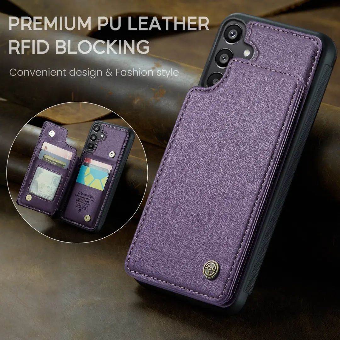 Caseme Luxe Portemonnee Backcover Galaxy A15 - Anti-RFID - 4 Pasjes - Paars