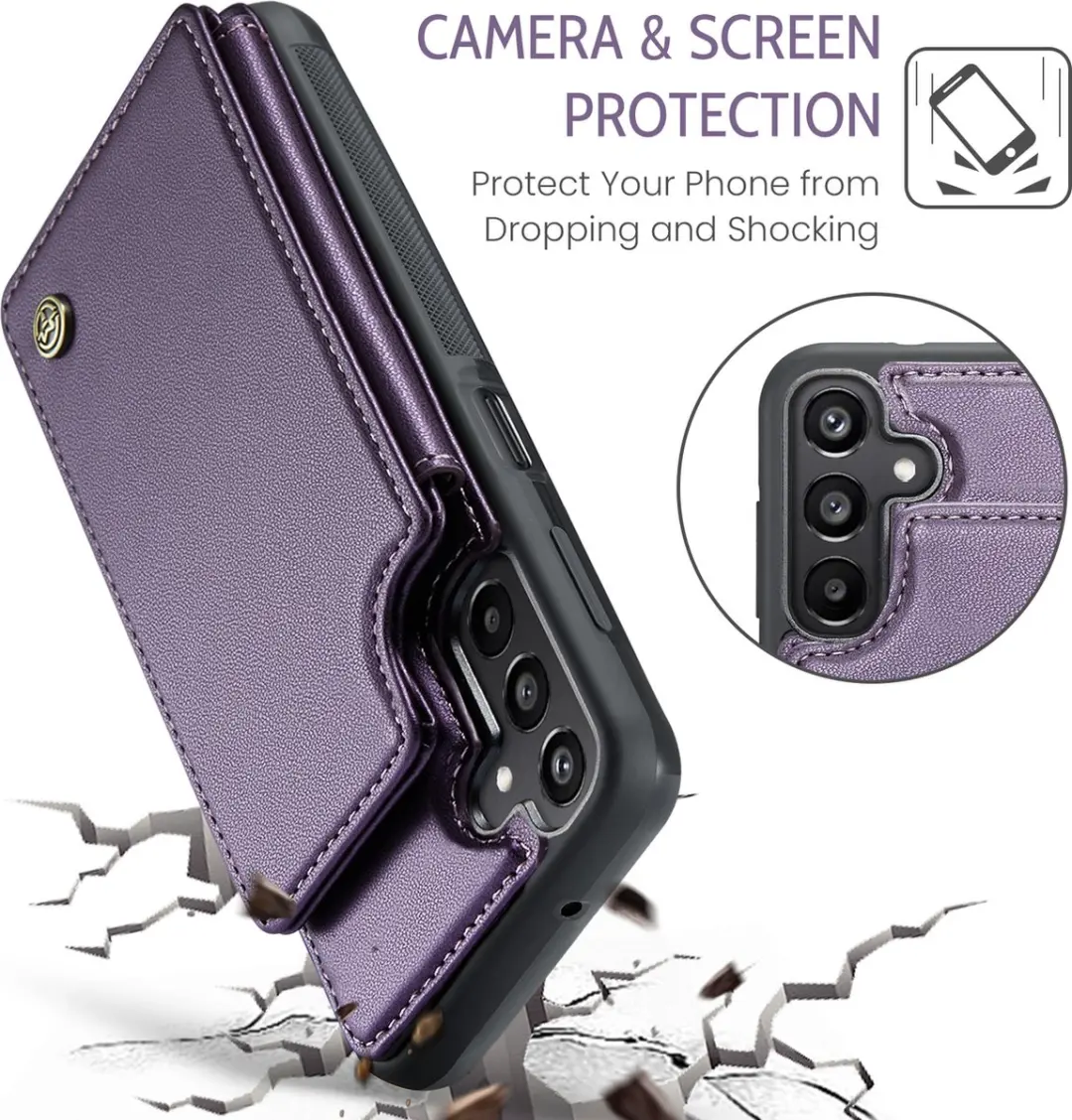Caseme Luxe Portemonnee Backcover Galaxy A15 - Anti-RFID - 4 Pasjes - Paars