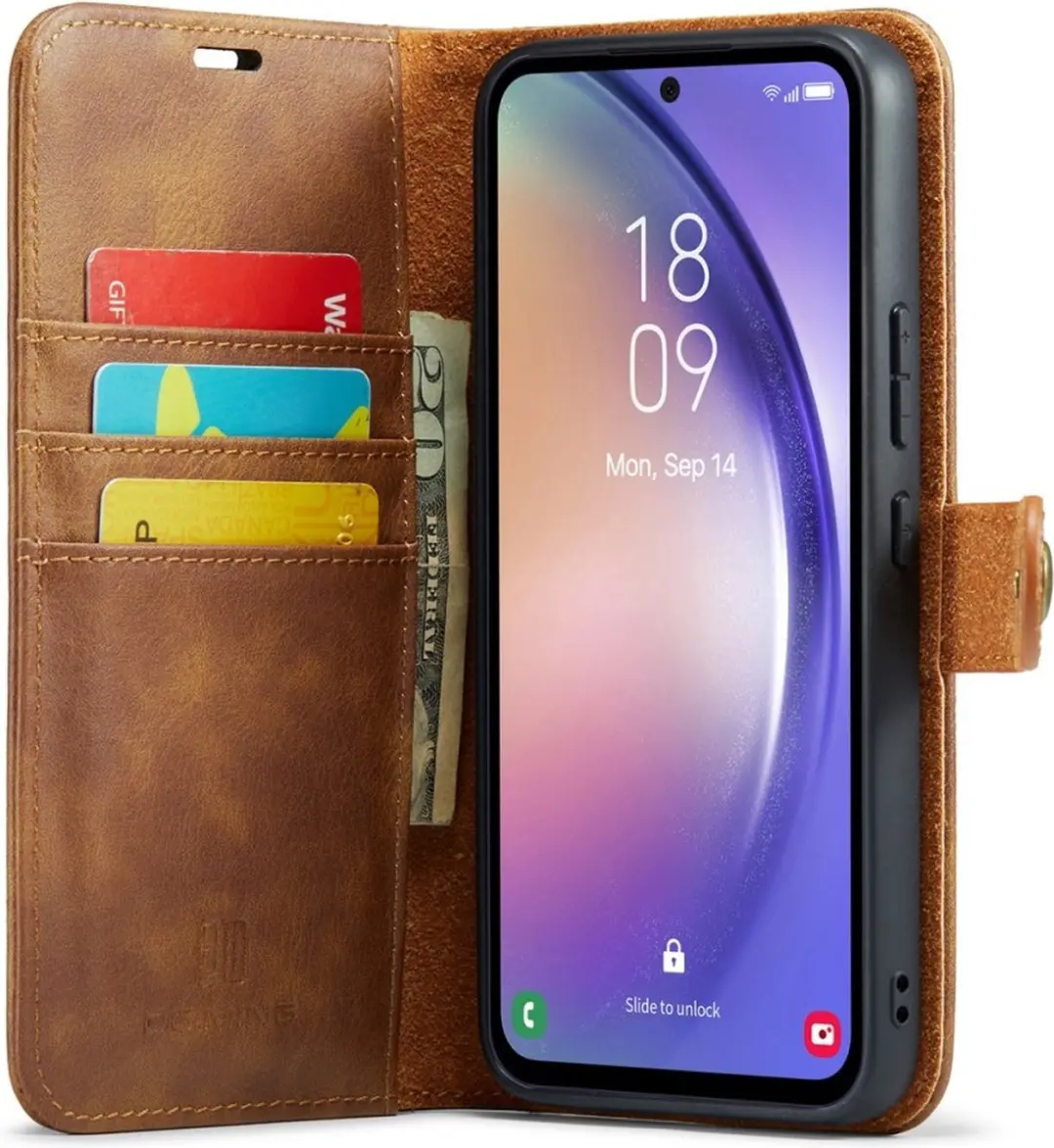 DG.MING Hoesje Samsung Galaxy A54 2-in-1 Book Case - Bruin