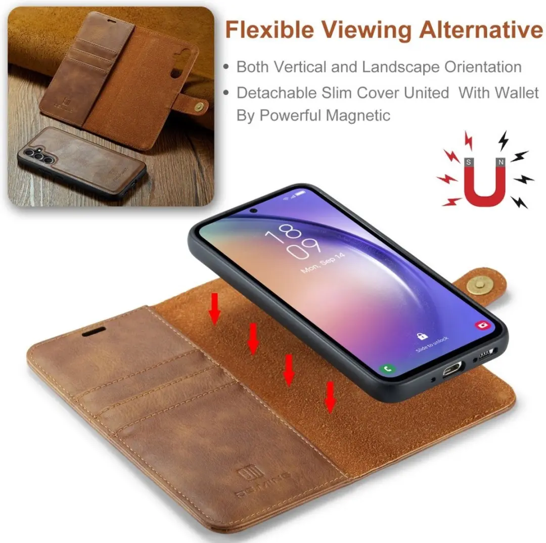 DG.MING Hoesje Samsung Galaxy A54 2-in-1 Book Case - Bruin