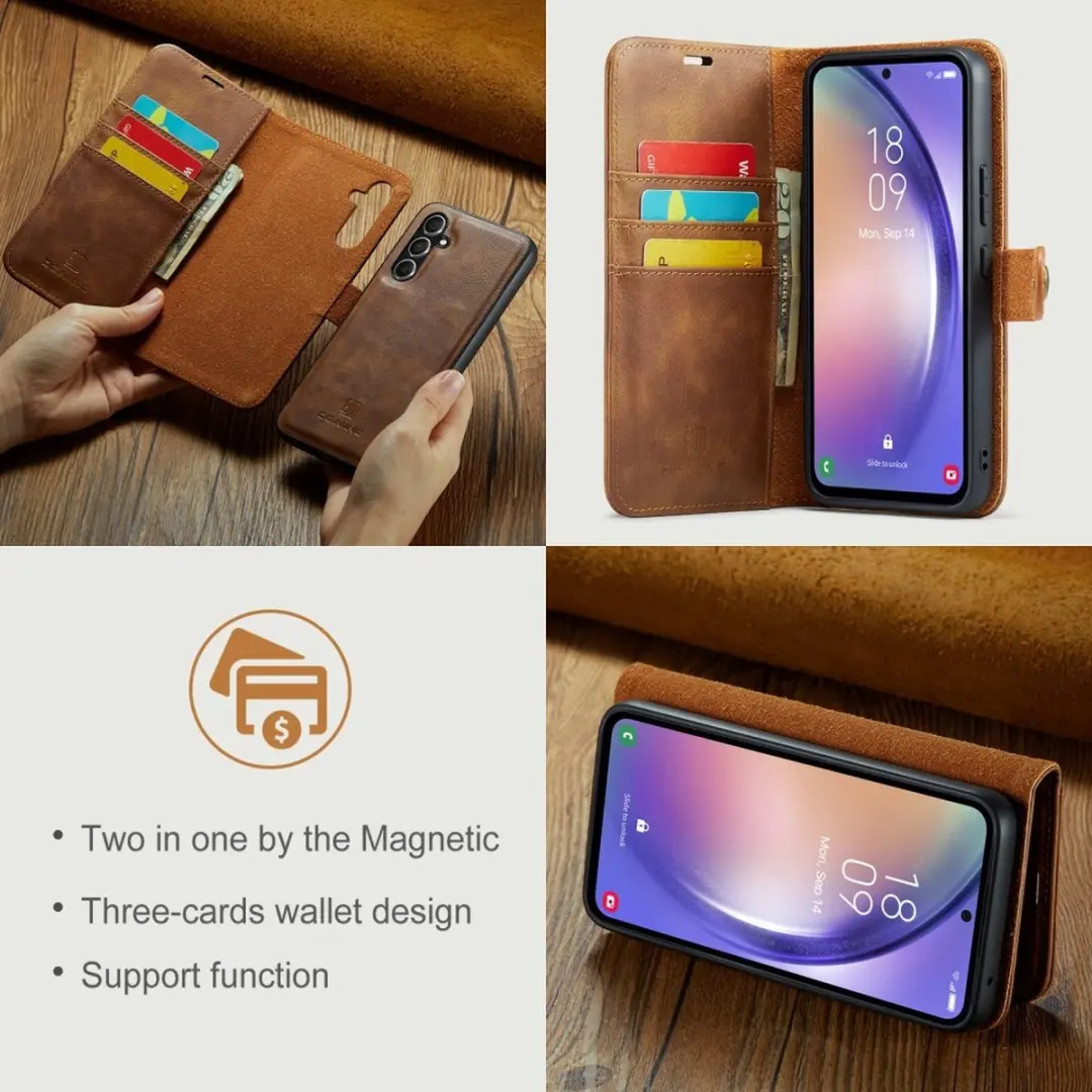 DG.MING Hoesje Samsung Galaxy A54 2-in-1 Book Case - Bruin - afbeelding 6 van 6