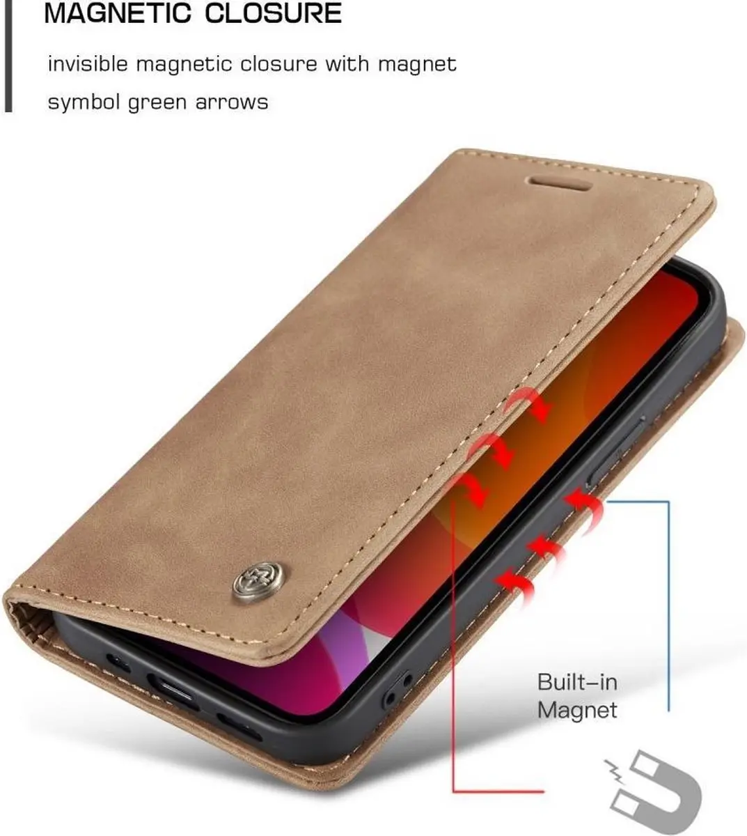 Caseme Book Case iPhone 12 Mini - 2 Pasjes - Bruin