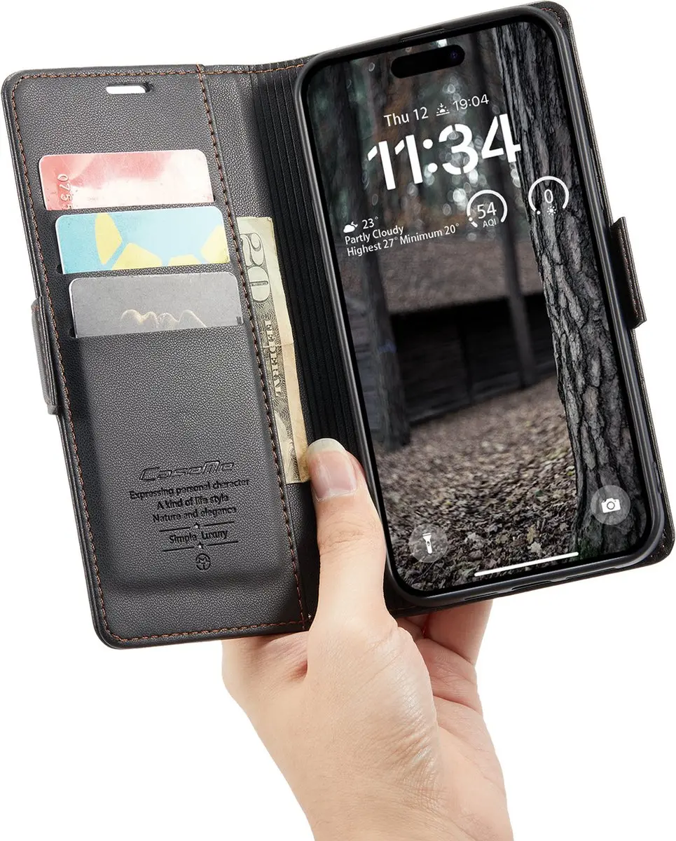CaseMe Wallet Case iPhone 16 Pro Max RFID - Zwart