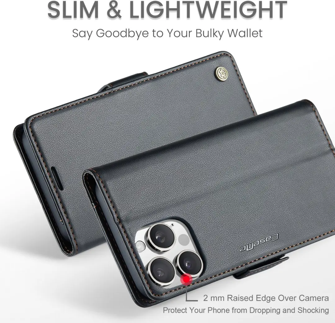 CaseMe Wallet Case iPhone 16 Pro Max RFID - Zwart - afbeelding 6 van 6