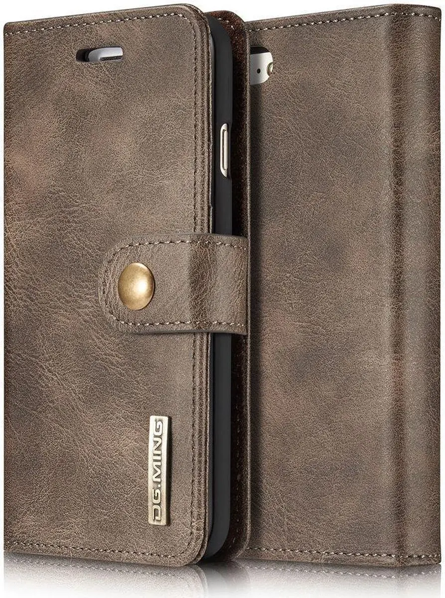 DG.MING Portemonnee Hoesje Echt Leer Coffee - iPhone 7/8/SE (2020/2022) - afbeelding 6 van 6