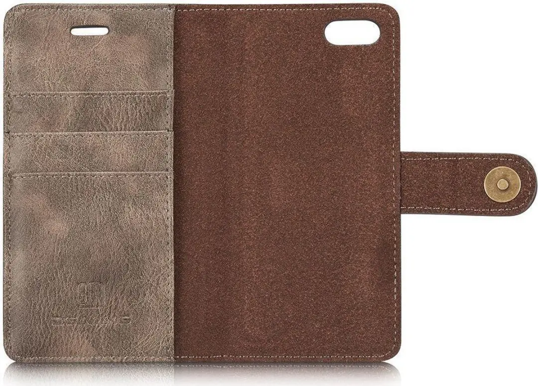 DG.MING Portemonnee Hoesje Echt Leer Coffee - iPhone 7/8/SE (2020/2022)