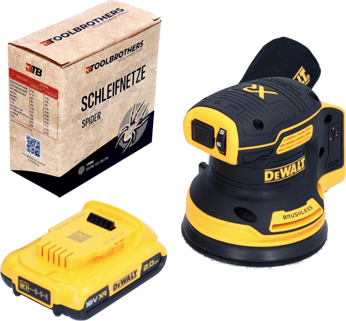 DeWalt DCW 210 N Excenterschuurmachine 18V - 125mm - 2.0Ah Accu - afbeelding 4 van 6