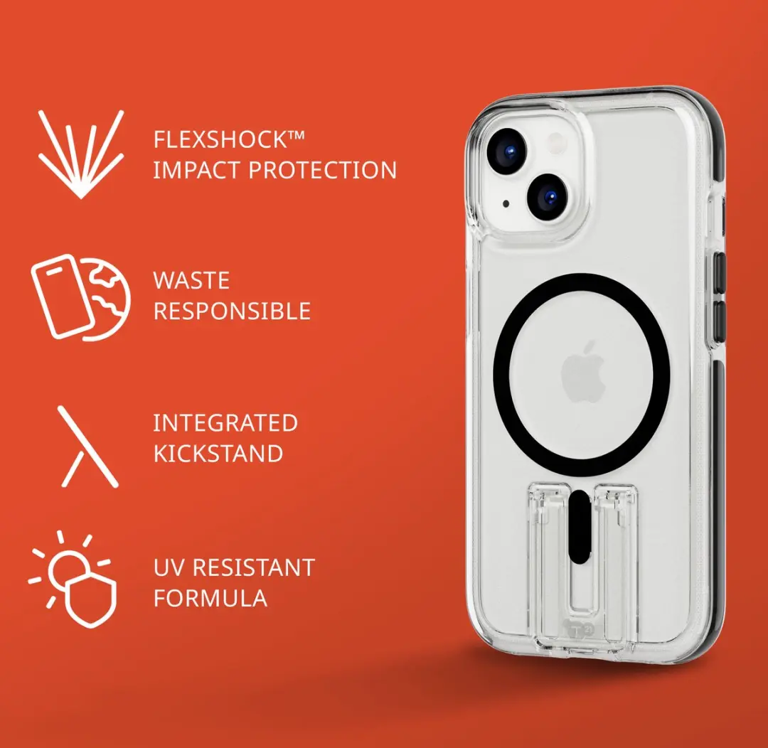 Tech21 Evo Crystal Kick iPhone 15 Hoesje - T21-10445 - Transparant/Zwart