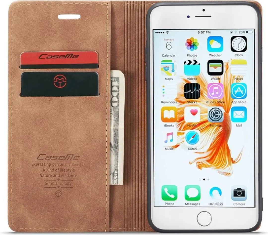 Caseme Book Case iPhone 6/6s - 2 Pasjes - Bruin