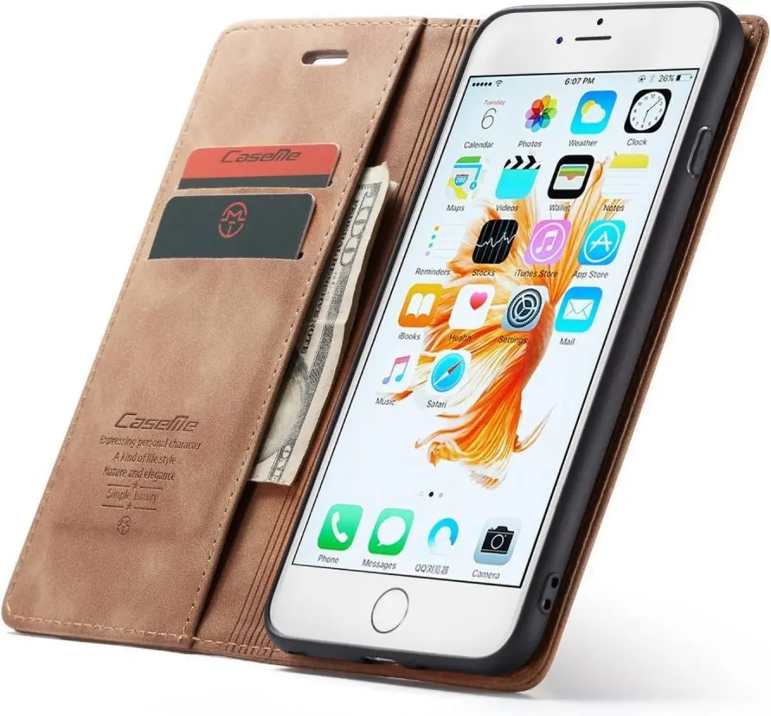 Caseme Book Case iPhone 6/6s - 2 Pasjes - Bruin