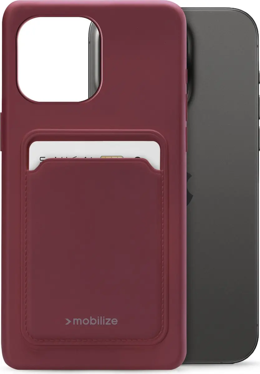Mobilize Rubber Gelly Card iPhone 15 Pro Max Hoesje - Bordeaux