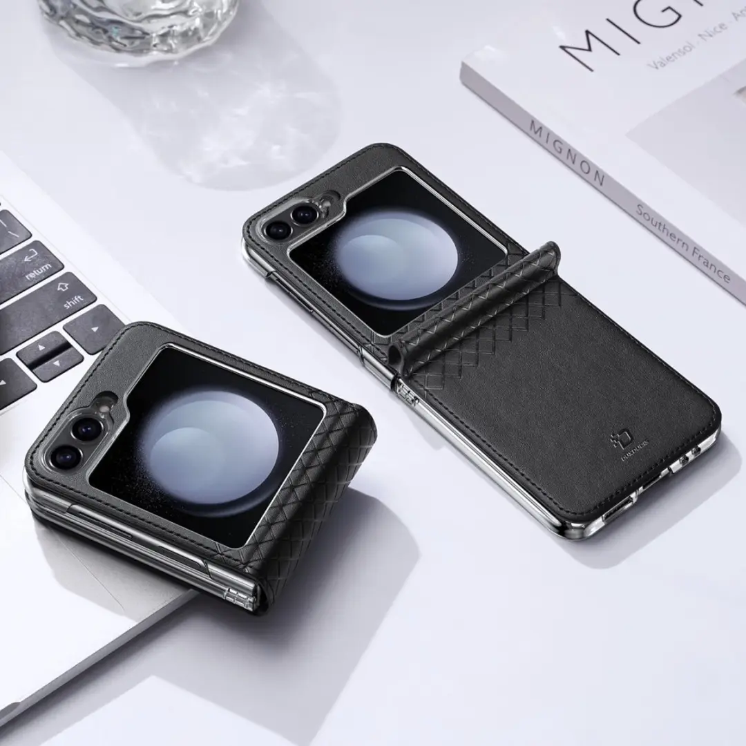Dux Ducis Galaxy Z Flip 7 FE/Z Flip6 Leren Hoes - Zwart