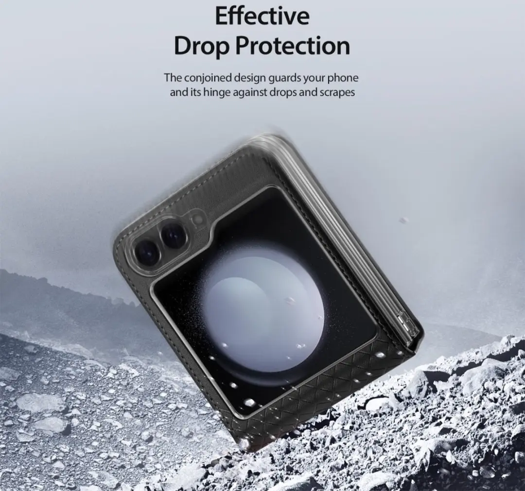 Dux Ducis Galaxy Z Flip 7 FE/Z Flip6 Leren Hoes - Zwart