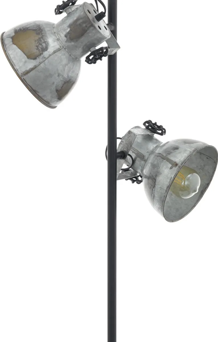 Eglo Barnstaple Vloerlamp - 2x E27 - 158cm - Bruin/Zwart