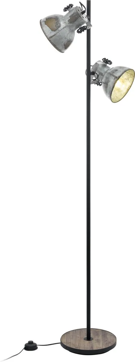 Eglo Barnstaple Vloerlamp - 2x E27 - 158cm - Bruin/Zwart