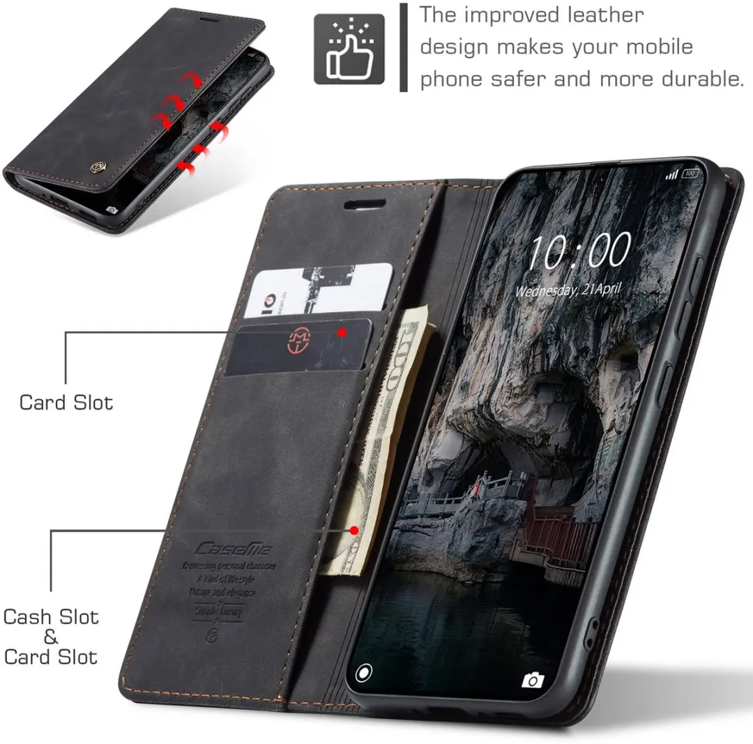 Caseme 013 Book Case Hoesje Xiaomi 15T - 2 Pasjes - Zwart - afbeelding 6 van 6