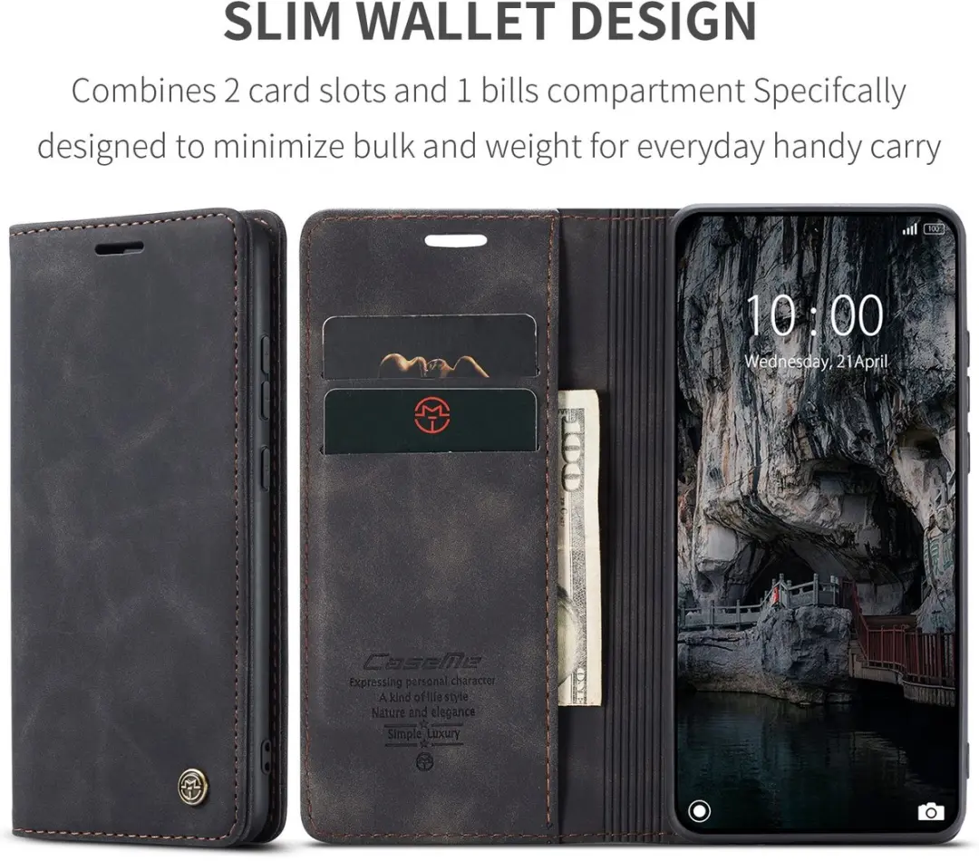 Caseme 013 Book Case Hoesje Xiaomi 15T - 2 Pasjes - Zwart