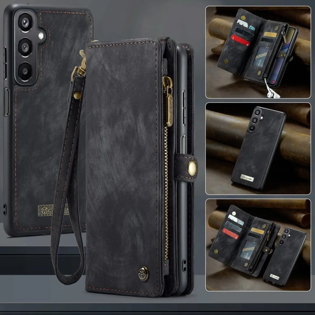 Caseme 008 Hoesje Samsung Galaxy A16 - 2-in-1 Book Case - 8 Pasjes - Zwart
