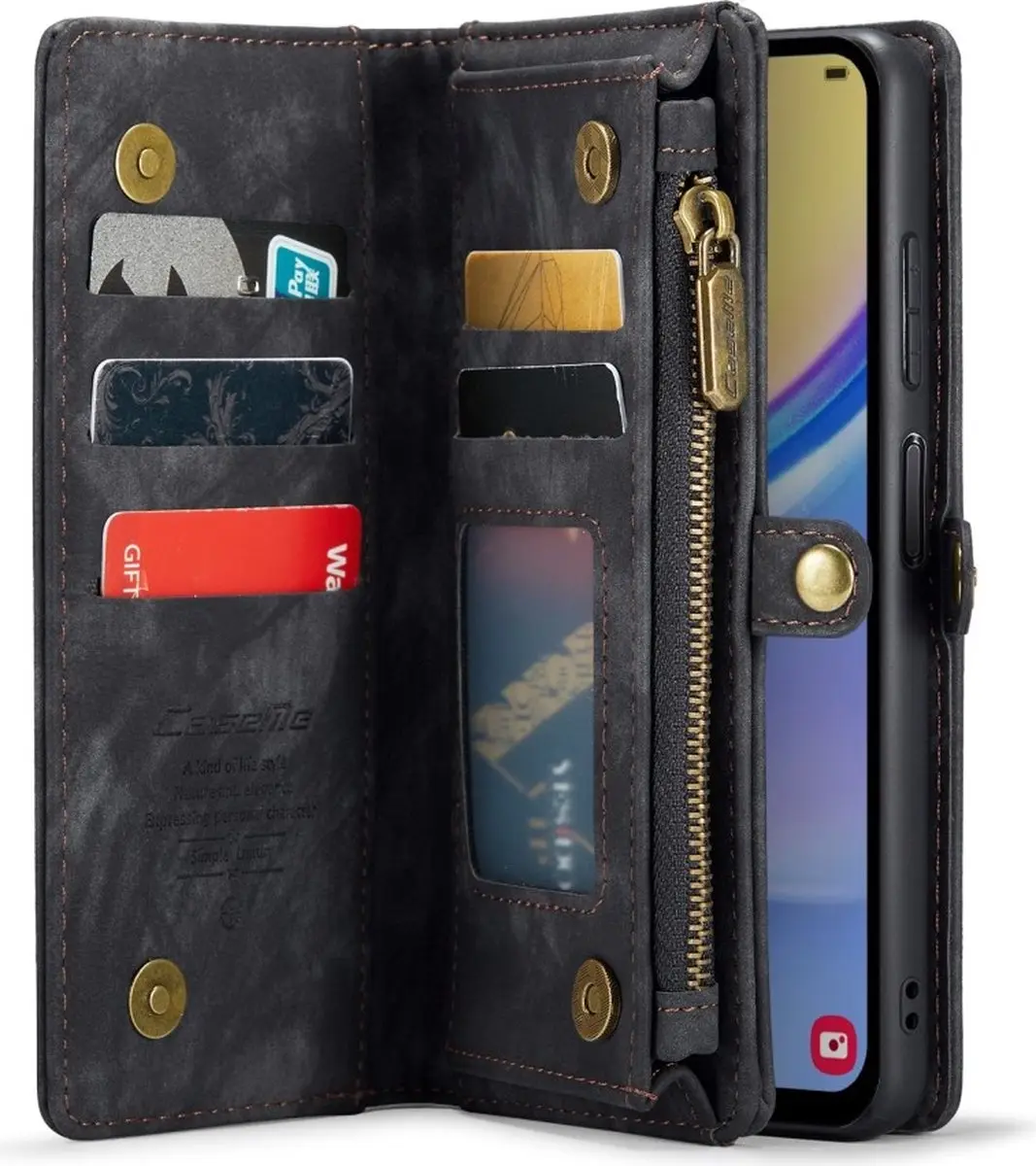 Caseme 008 Hoesje Samsung Galaxy A16 - 2-in-1 Book Case - 8 Pasjes - Zwart