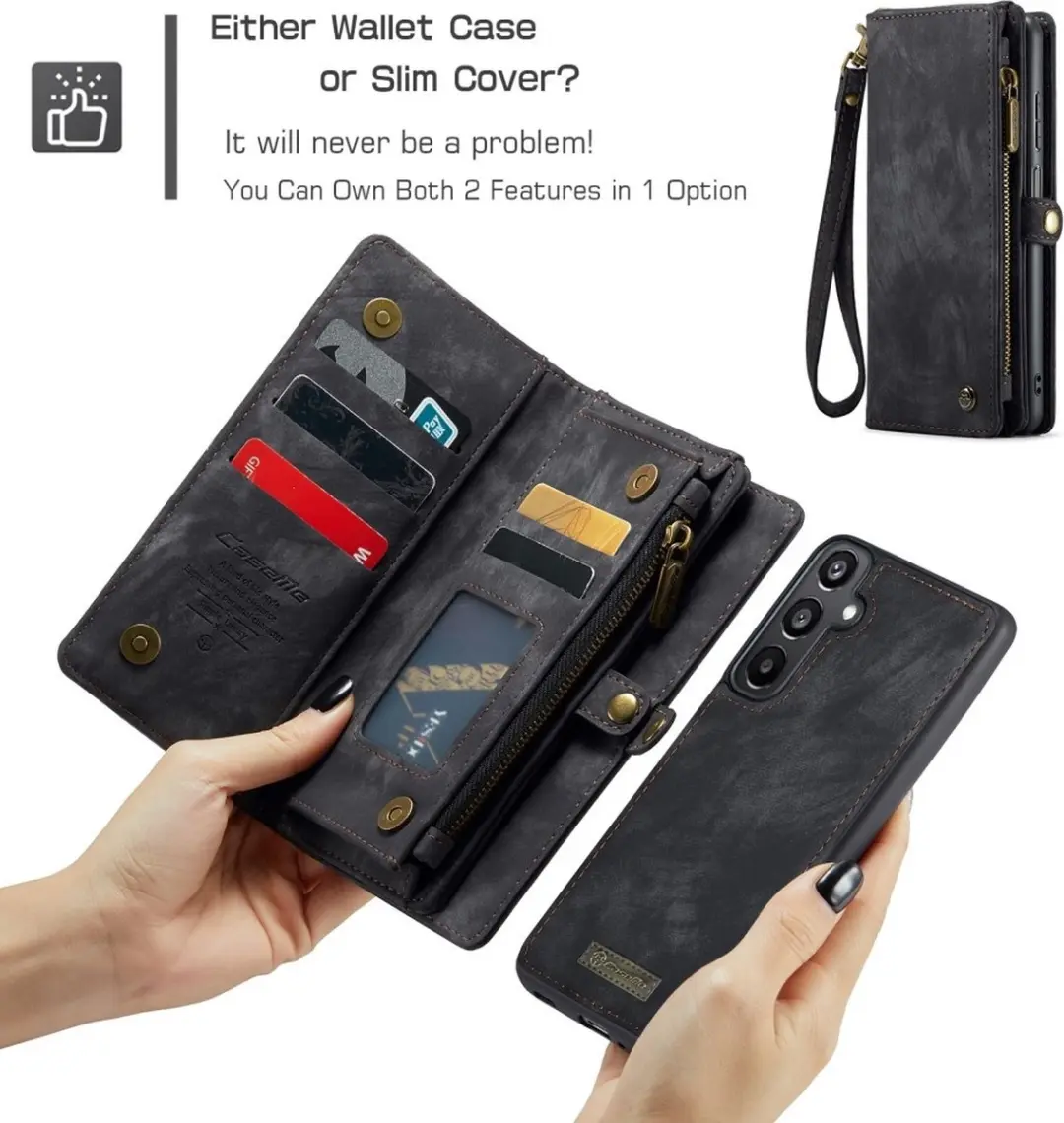 Caseme 008 Hoesje Samsung Galaxy A16 - 2-in-1 Book Case - 8 Pasjes - Zwart