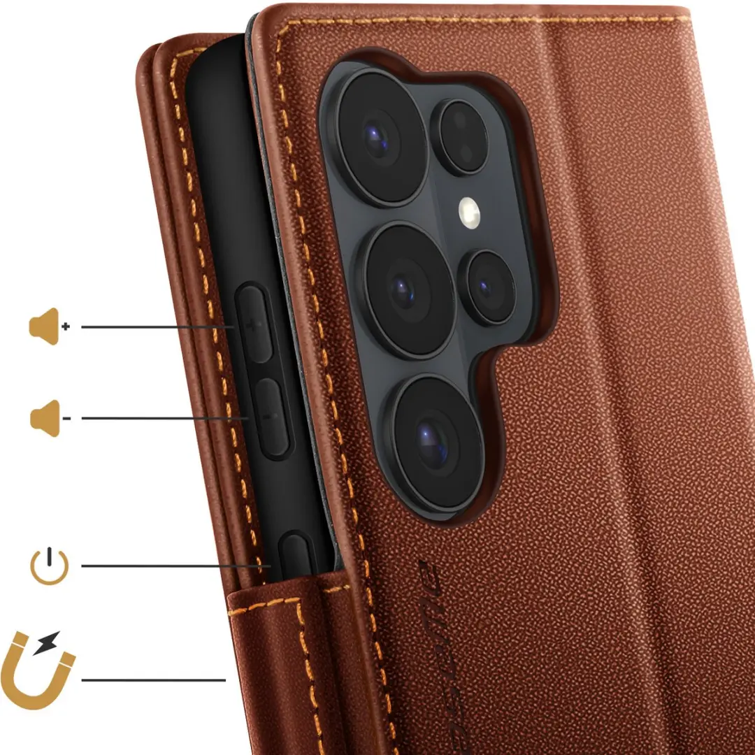Caseme Etui Galaxy S26 Ultra Anti-RFID Donkerbruin - FOLIO-KAZME-BR-S26U