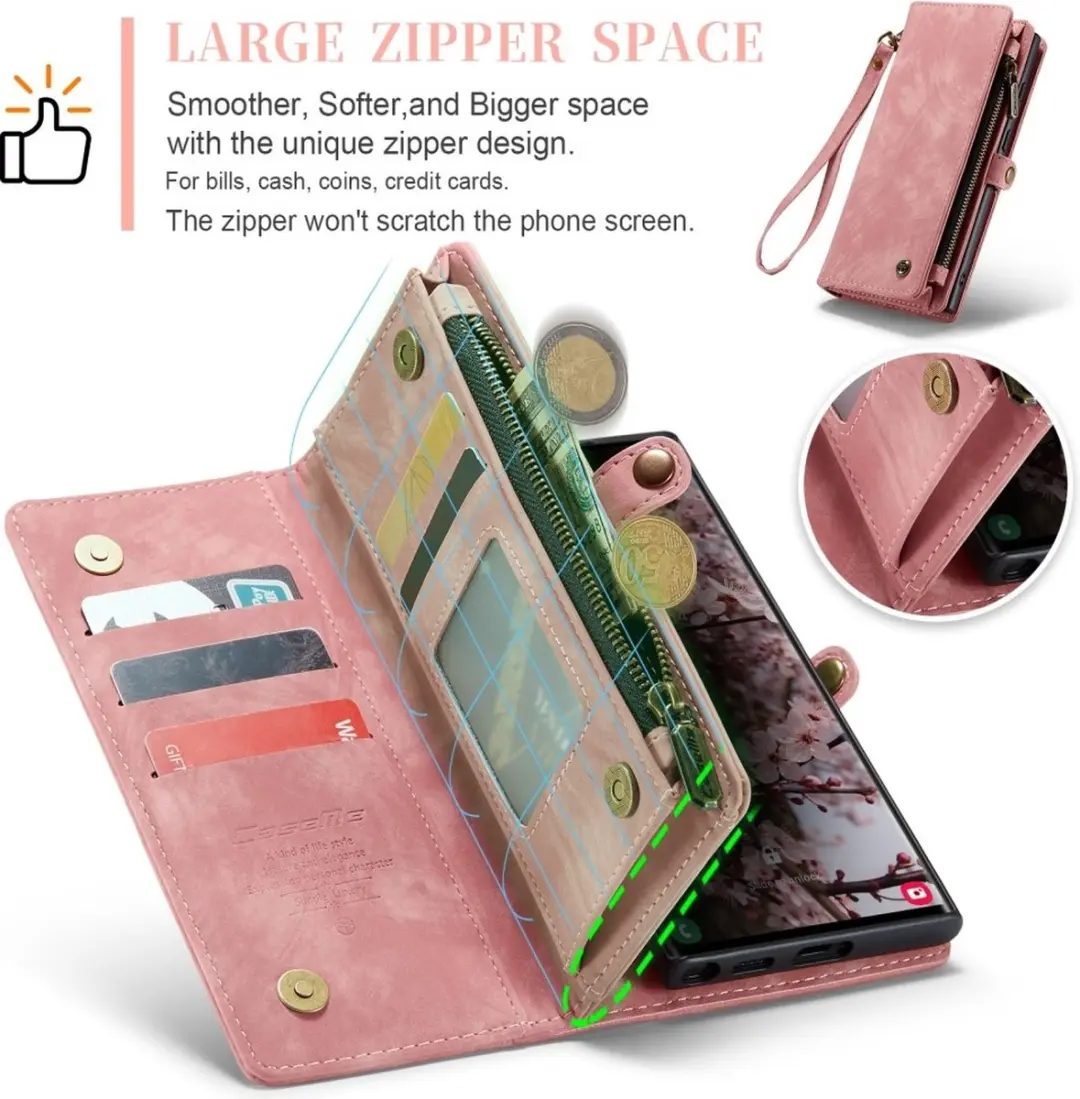 Caseme 008 Hoesje Samsung Galaxy S25 Ultra - Roze - 8 Pasjes
