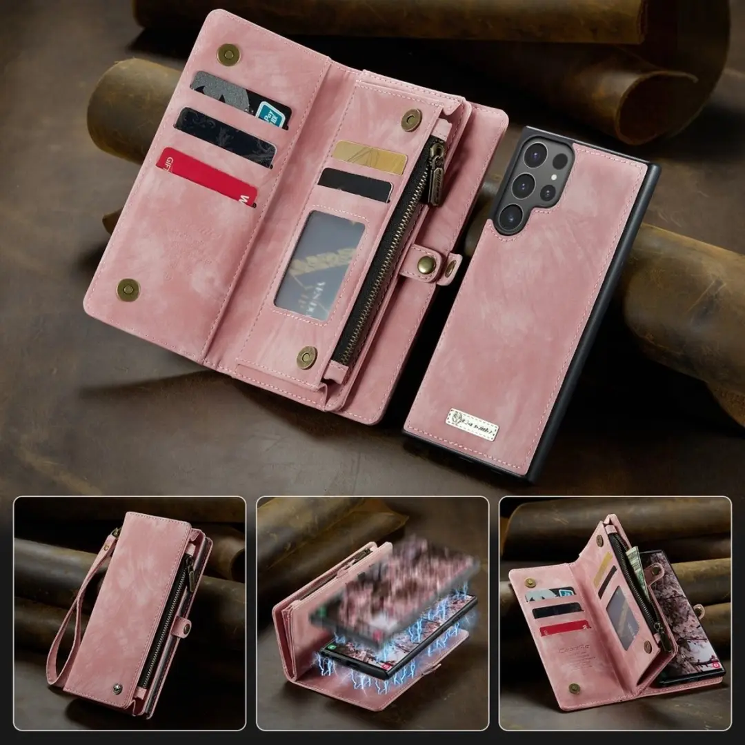 Caseme 008 Hoesje Samsung Galaxy S25 Ultra - Roze - 8 Pasjes