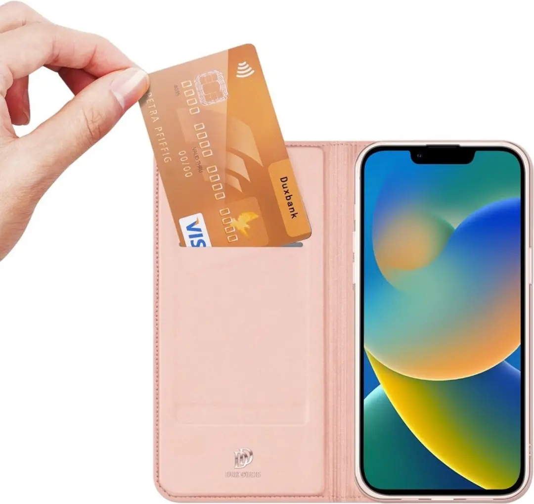 Dux Ducis Slim Bookcase Hoes Roze - iPhone 14 Plus