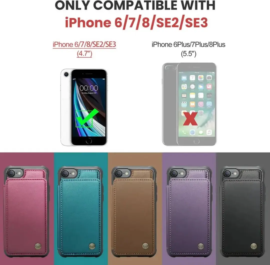 Caseme Luxe Portemonnee Backcover iPhone 7/8/SE - Anti-RFID - Paars