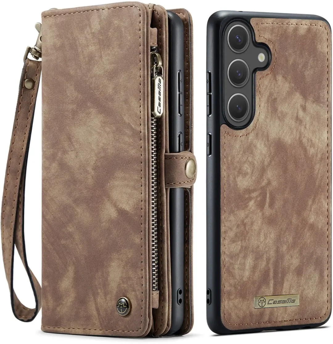 Caseme Samsung Galaxy S25 FE Hoes - Vintage 2-in-1 Portemonnee Bruin