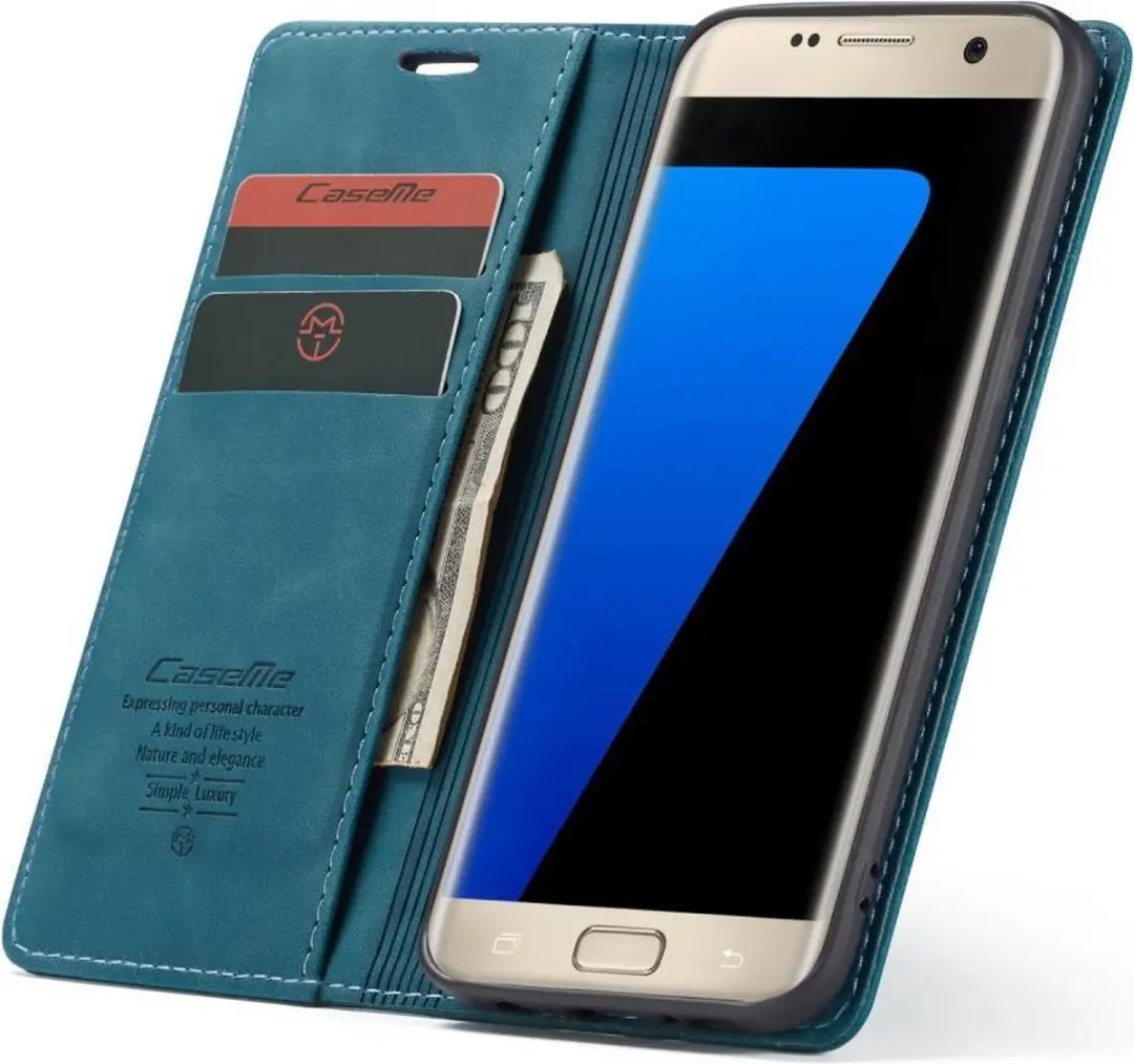 Caseme Book Case Samsung Galaxy S7 Edge - 2 Pasjes - Blauw