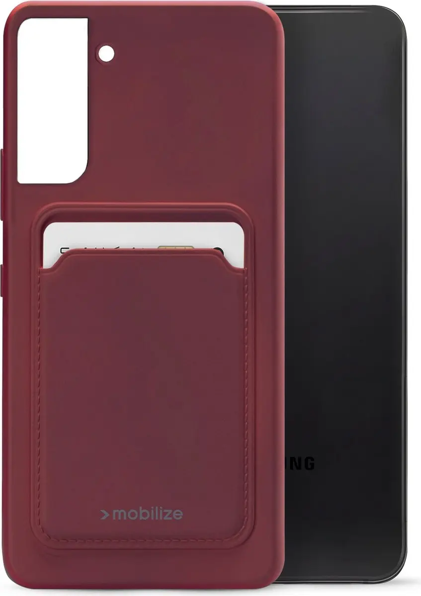 Mobilize Rubber Gelly Card Hoesje Samsung Galaxy S22 - Bordeaux Rood - MOB-GCCMBO-GALS225G