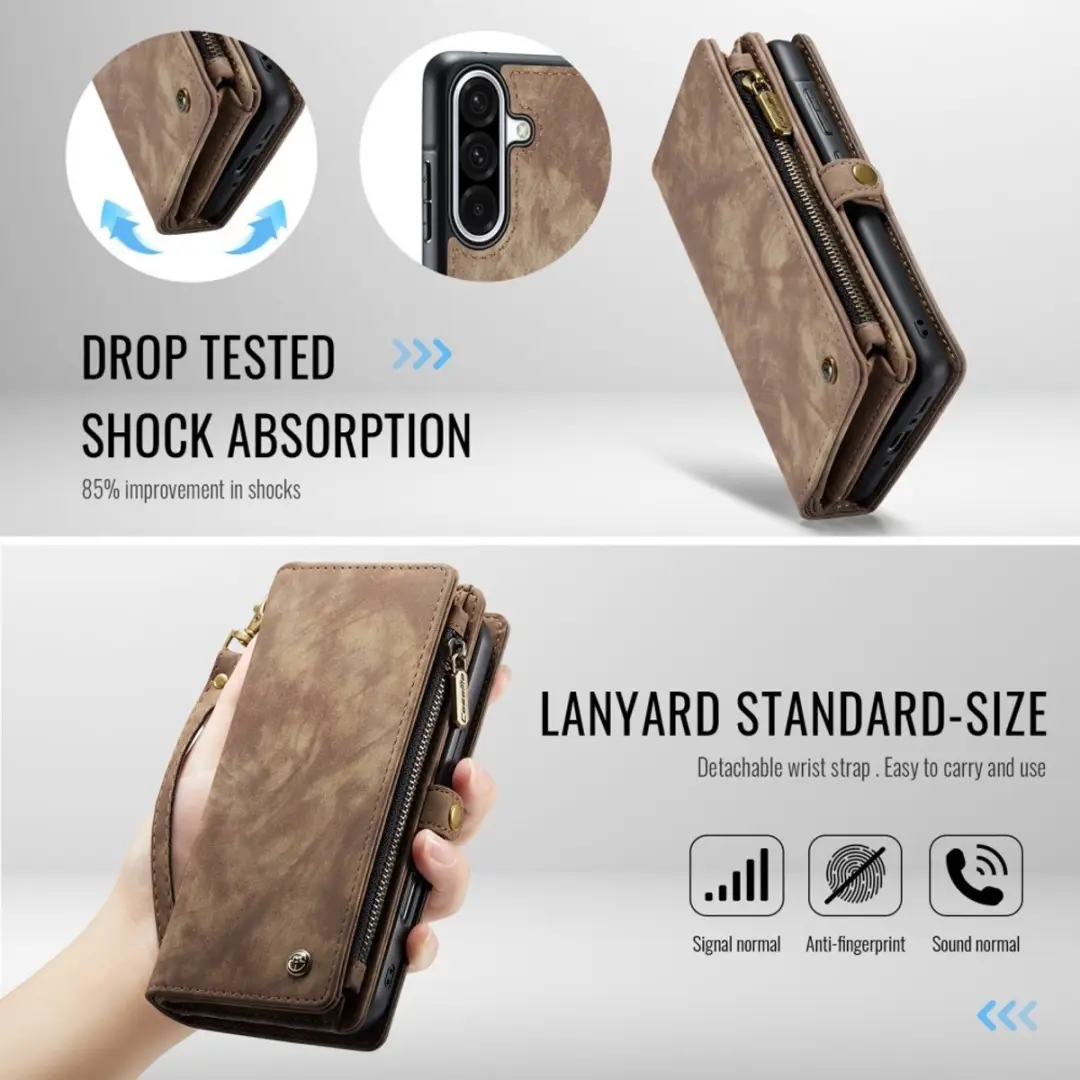 Caseme 008 Hoesje Samsung Galaxy A56 - 2-in-1 Book Case - 8 Pasjes - Bruin