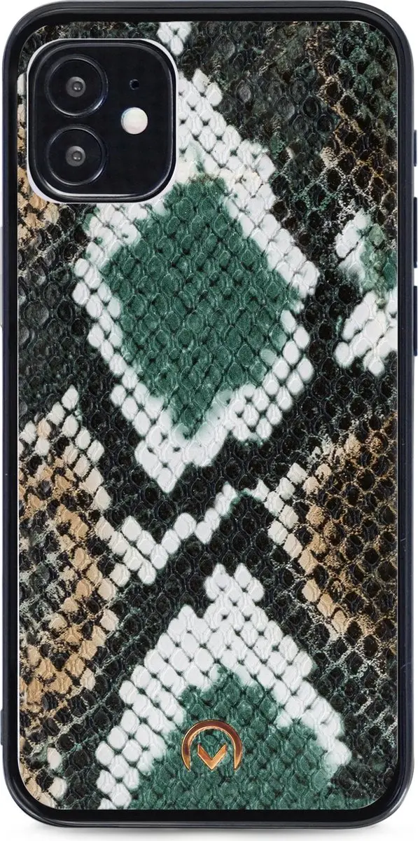 Mobilize iPhone 12 Mini Clutch Case - Slangenprint Donkergroen - 4 Pasjes