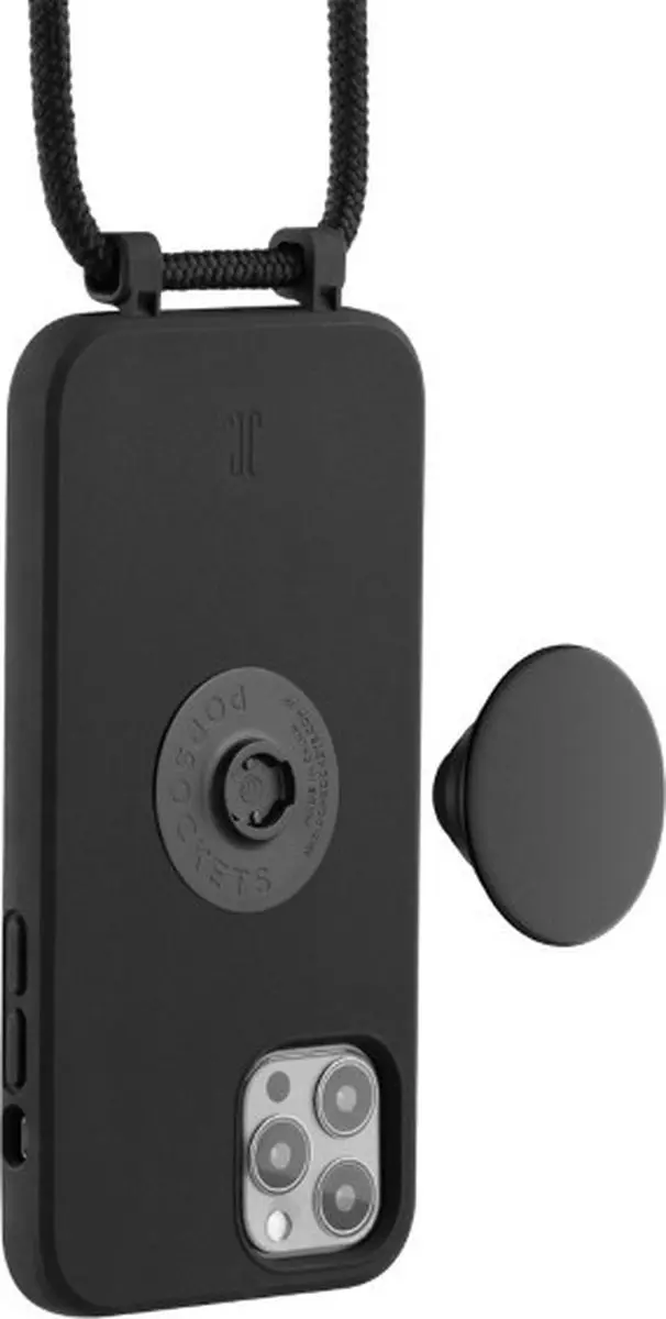 Just Elegance Hard Case Back Cover PopGrip iPhone 12 Pro Max - Zwart - afbeelding 6 van 6