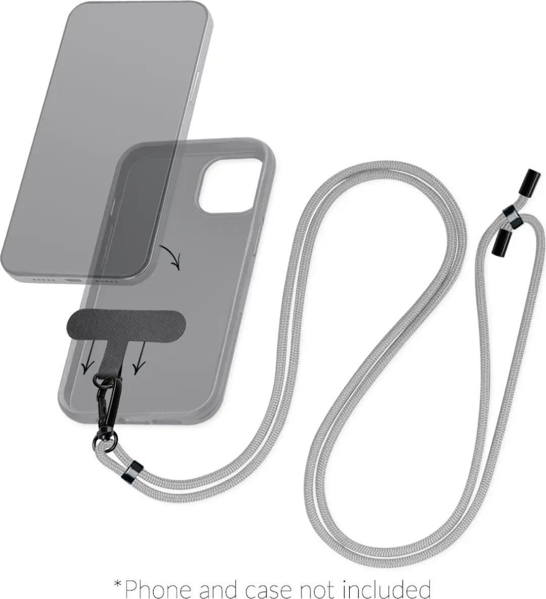 Mobilize Nylon Universeel Telefoonkoord Verstelbaar - Grijs