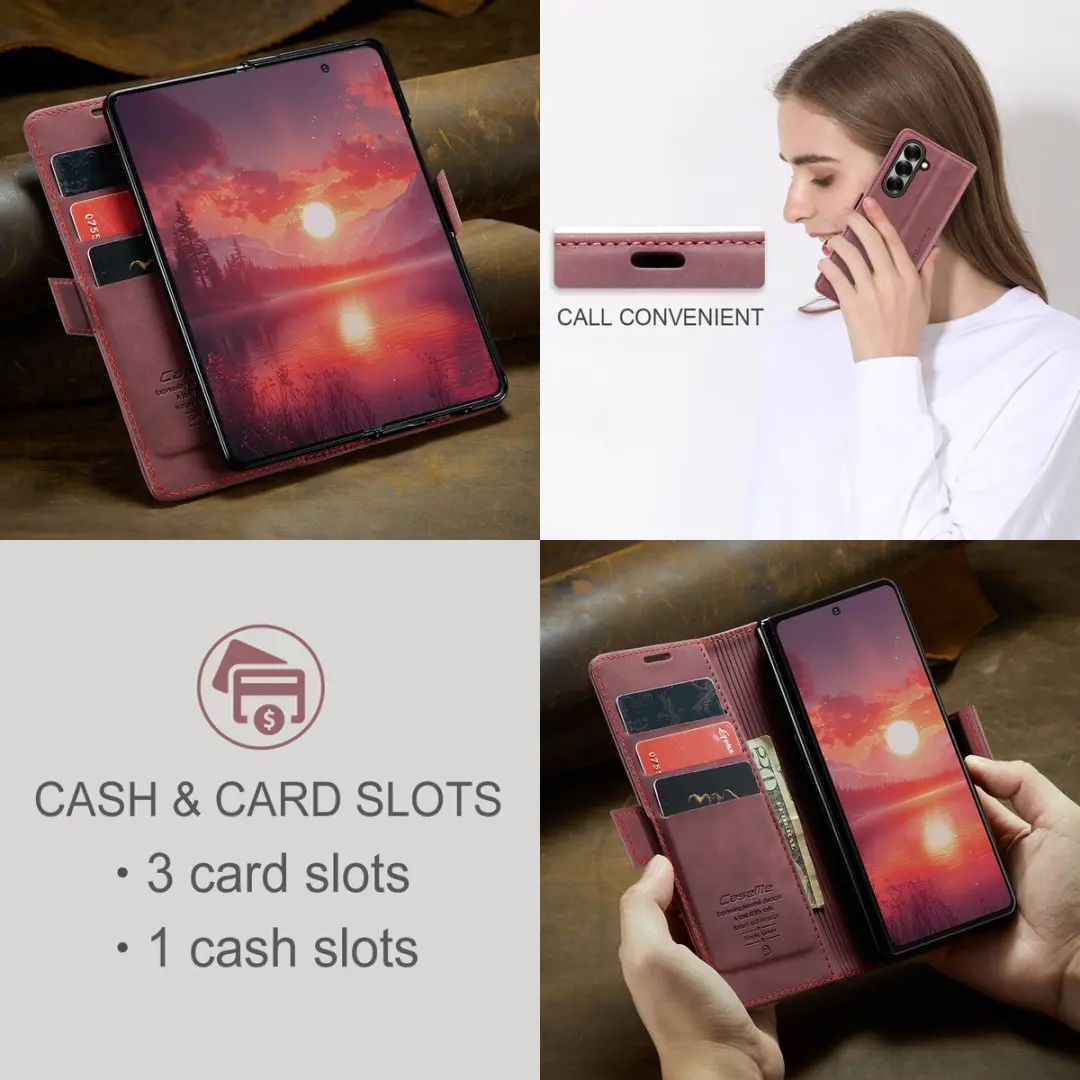 Caseme Retro Bookcase Hoes Samsung Galaxy Z Fold 7 - Rood