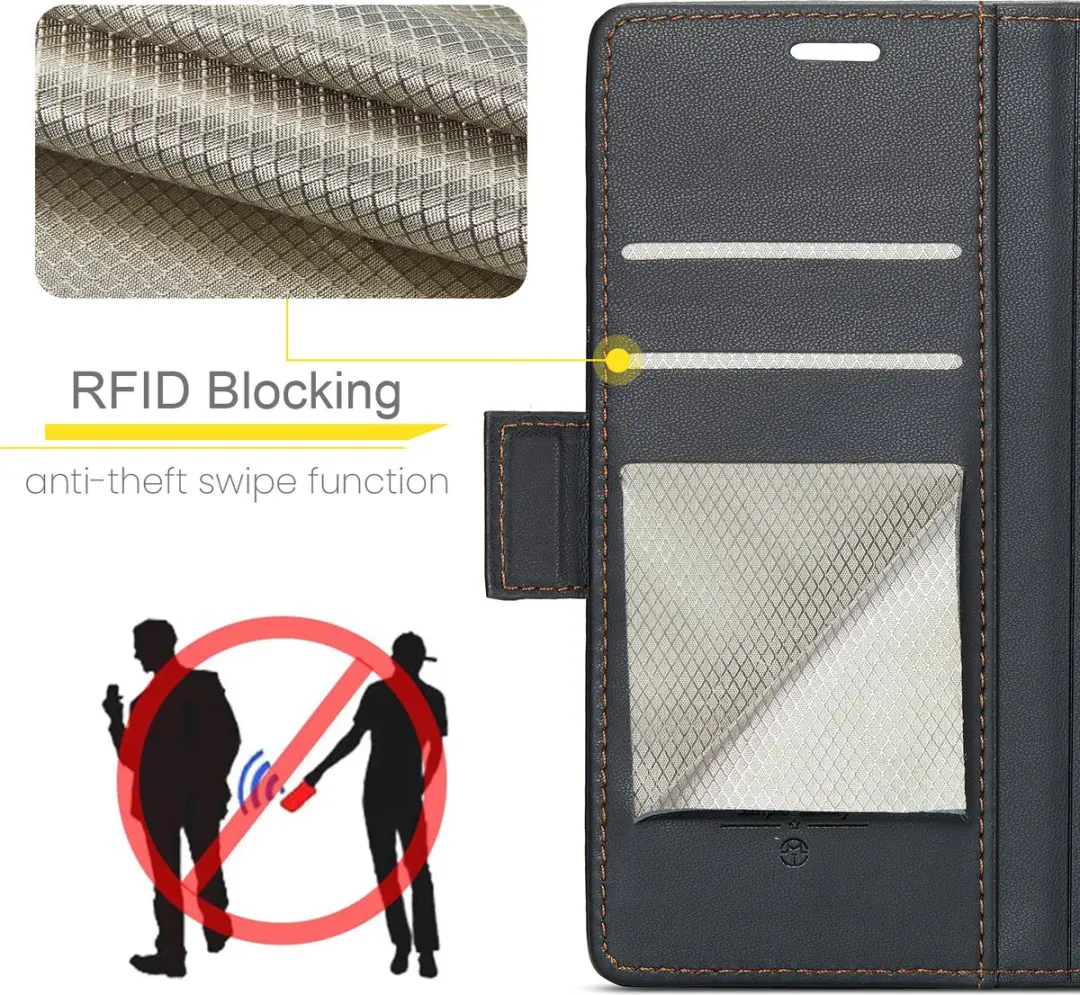 CaseMe Wallet Case iPhone 16 Plus - RFID & Magneetsluiting - Zwart
