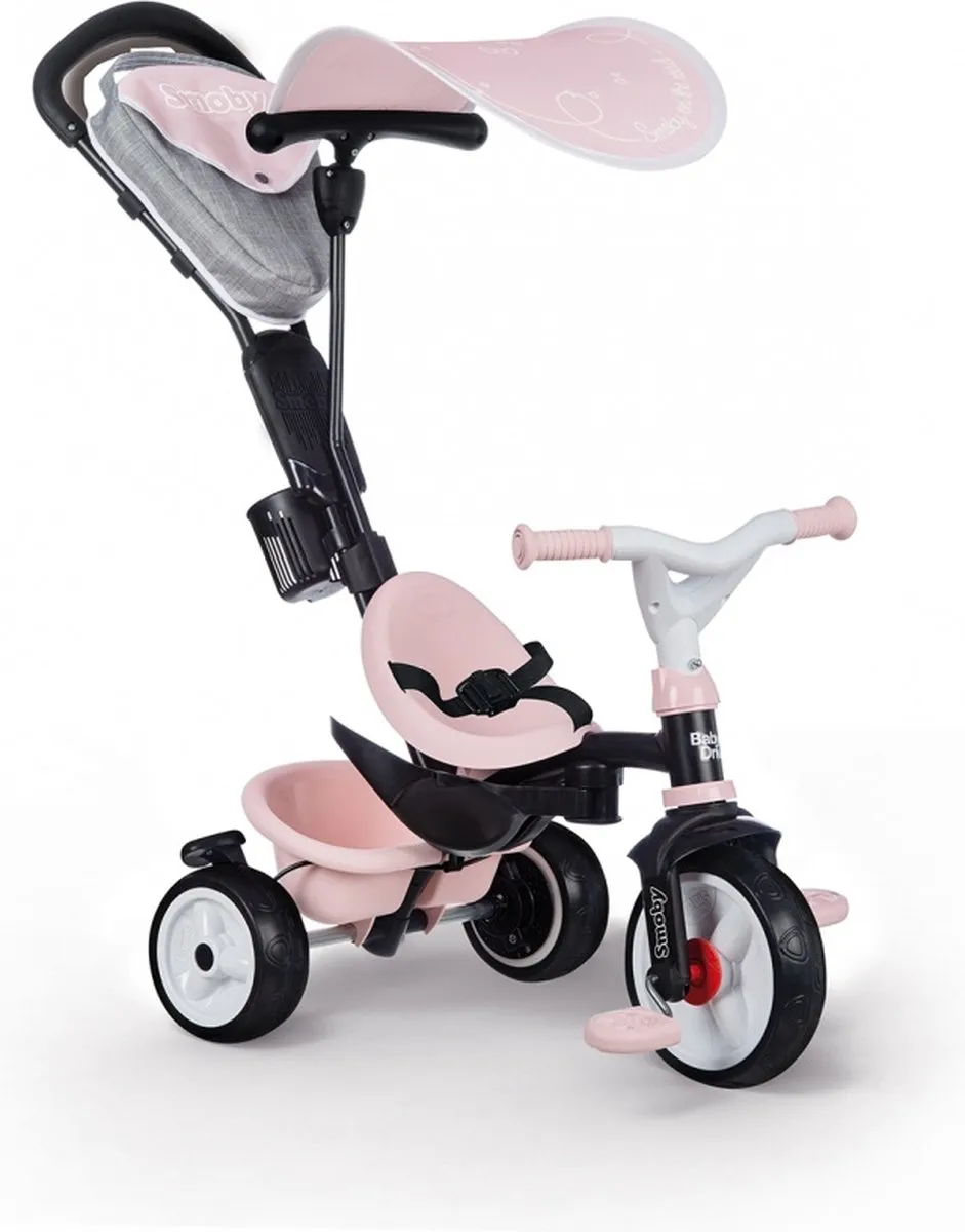 Smoby Baby Driver Plus Driewieler Loopfiets Roze/Grijs