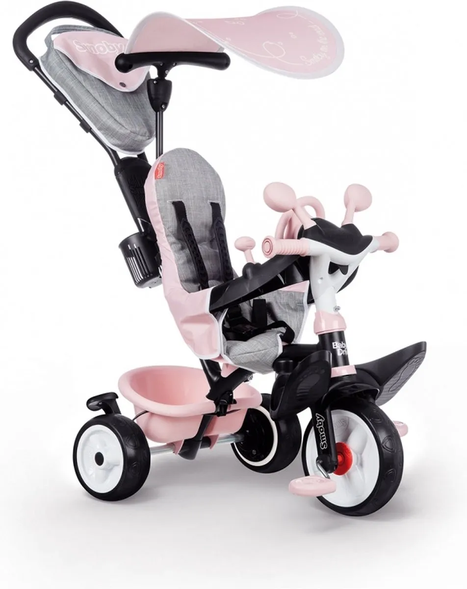 Smoby Baby Driver Plus Driewieler Loopfiets Roze/Grijs