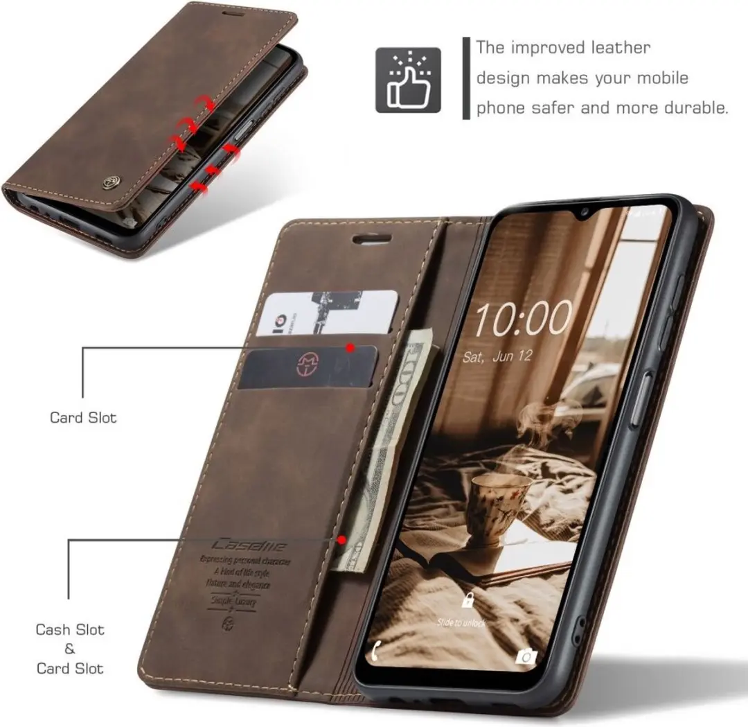 Caseme 013 Book Case Samsung Galaxy A34 - 2 Pasjes - Bruin