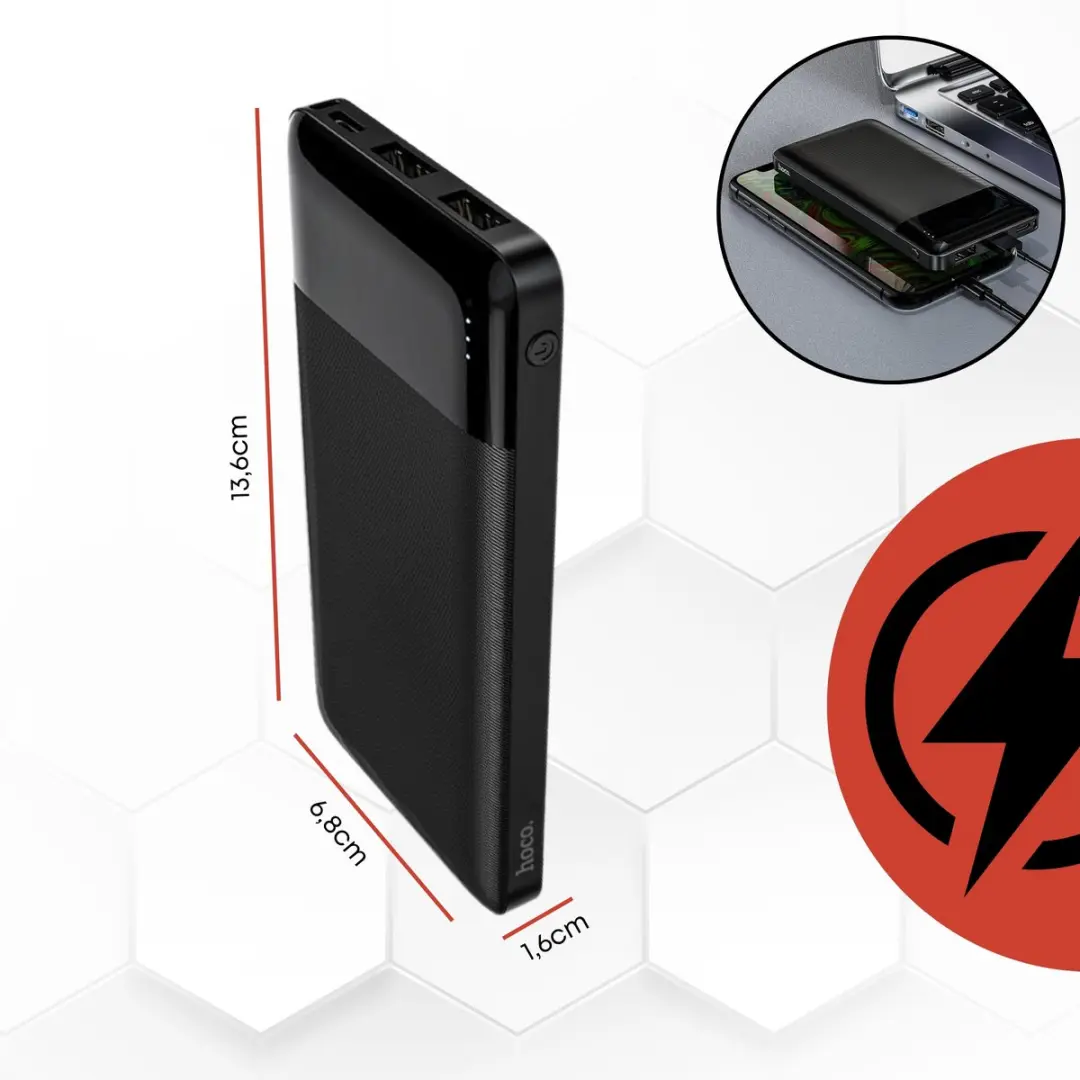 Hoco Powerbank J72B 10.000mAh - 2x USB-A - Zwart