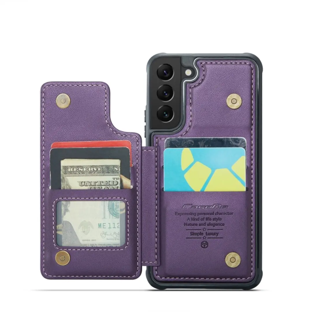Caseme Portemonnee Backcover Galaxy S21 FE - Anti-RFID - 4 Pasjes - Paars