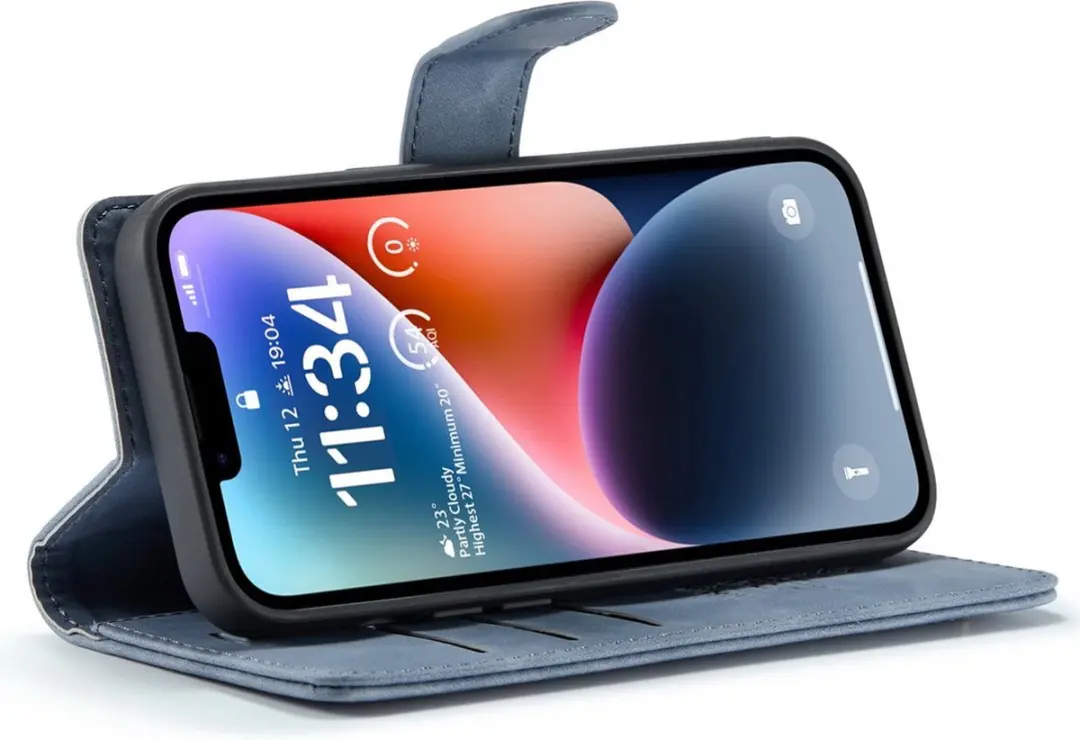 Caseme iPhone 14 Bookcase Hoesje - Effen Grijs - 4 Pasjes - afbeelding 6 van 6