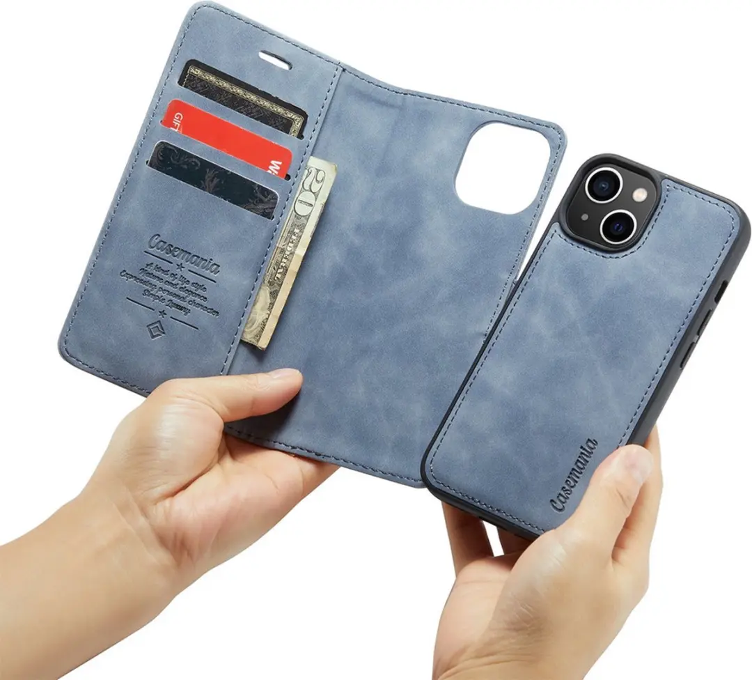Caseme iPhone 14 Bookcase Hoesje - Effen Grijs - 4 Pasjes