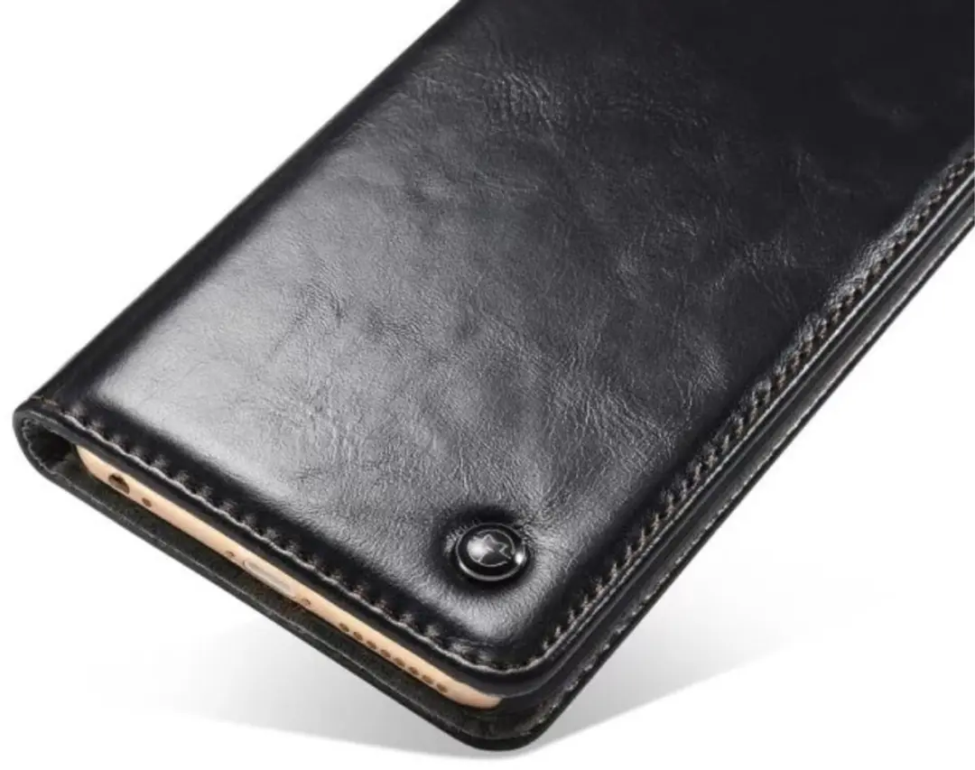 Caseme Oil Wallet Lederen Case iPhone 6/6s Plus - Zwart