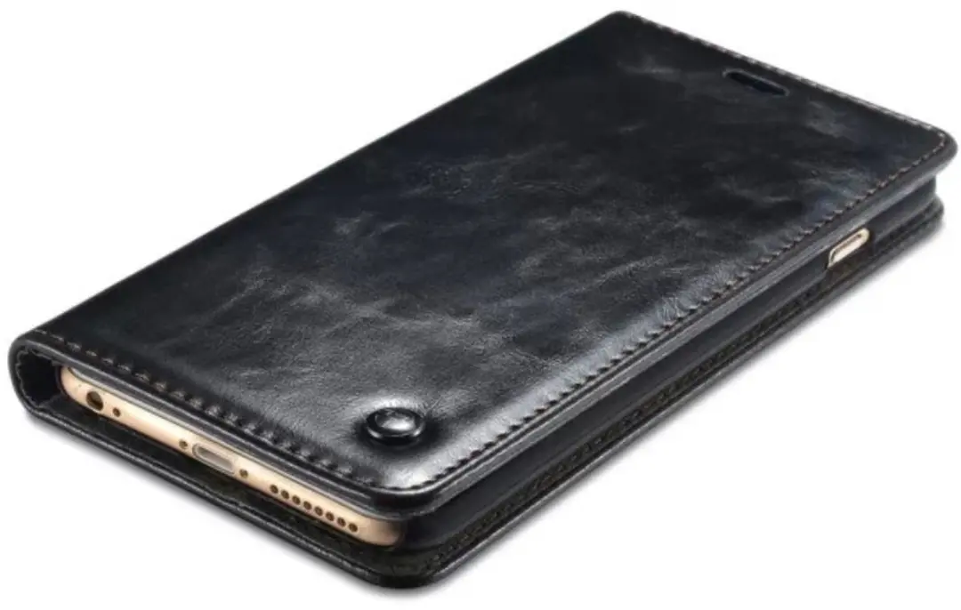 Caseme Oil Wallet Lederen Case iPhone 6/6s Plus - Zwart